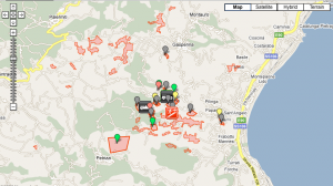 Visualizzazione di dati telerilevati: area percorsa dal fuoco nella stagione 2009 su una zona della Calabria Visualizzazione di dati telerilevati: area percorsa dal fuoco nella stagione 2009 su una zona della Calabria
